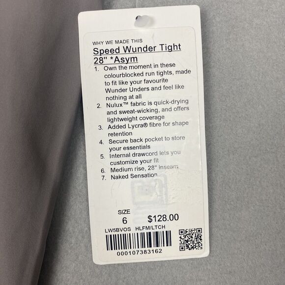 Lululemon 6 Speed Wunder Tight Leggings 28” Asym Rise Moon Chrome Two Tone $128 - Picture 3 of 9
